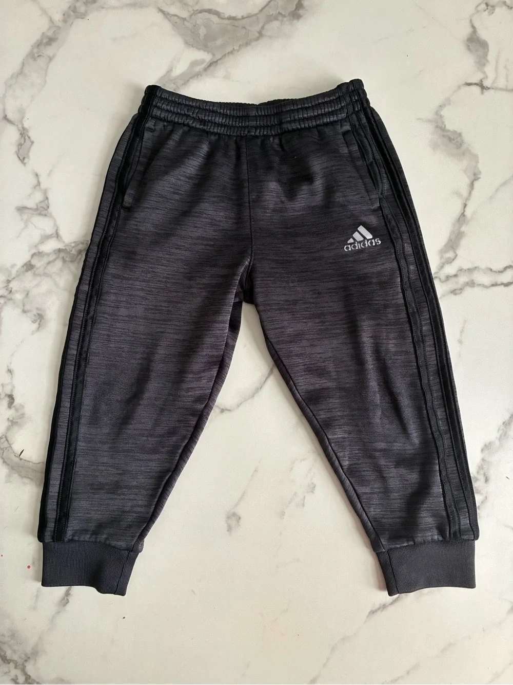 adidas Kids Black Heather Jogger Pants with Logo
